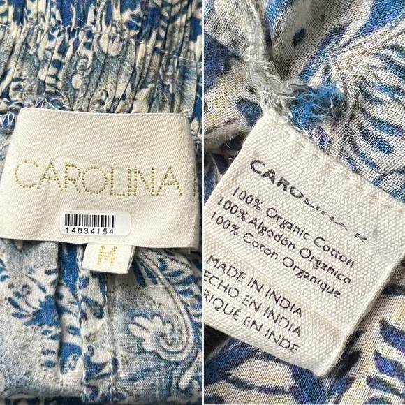 CAROLINA K Paisley Organic Cotton High Rise Flowy Ruffle Flared Wide Leg Pants M - Picture 6 of 8